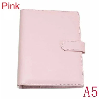 Solid Color Leather Folder Desktop Information Card Storage Notebook Folder Notepad Cover Leather Binder Study Office Supply