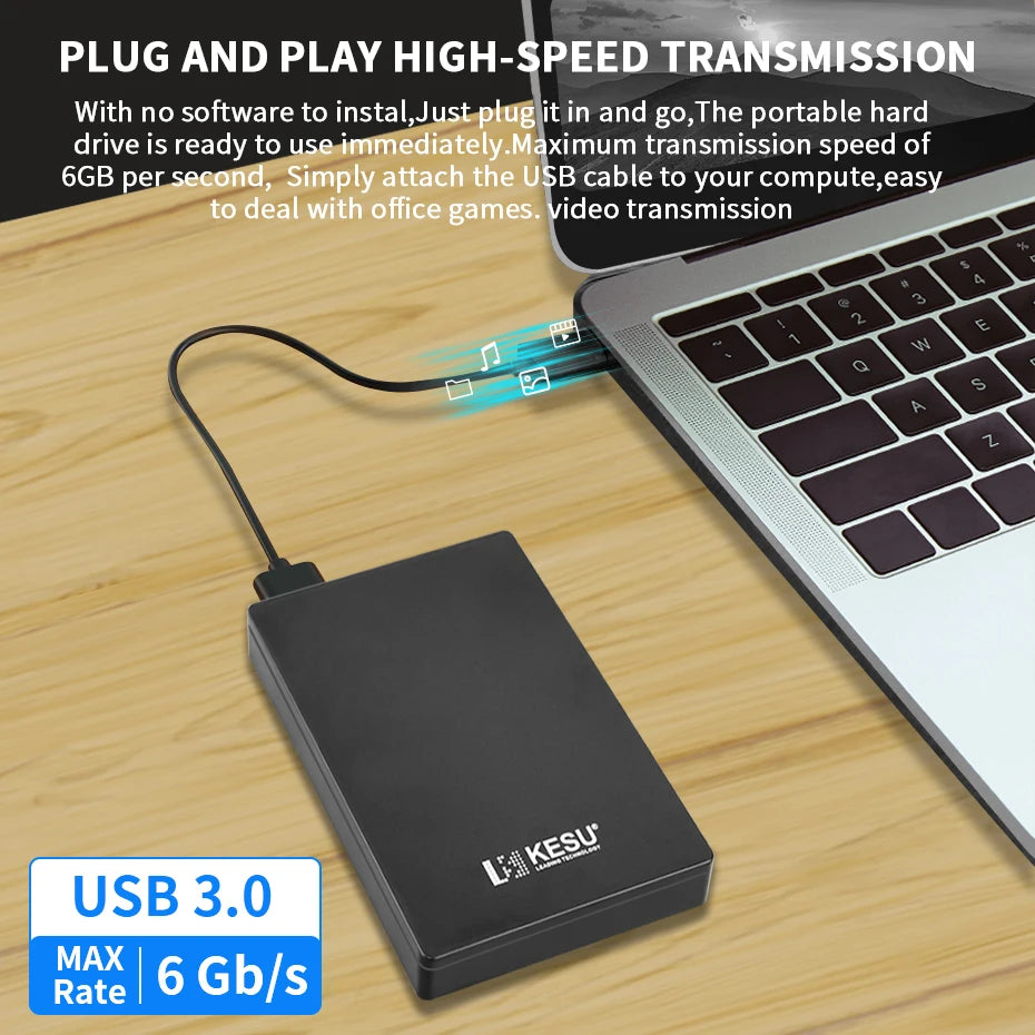 KESU HDD 2.5" Portable External Hard Drive 2TB/1TB/500GB/750GB USB3.0 Disk Memory for PC Tablets PS4 Notebook Desktop Computer