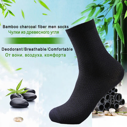 5 Pairs Bamboo Fiber Men's Socks Classic Business Crew Socks Spring Autumn Casual Comfortable Breathable Compression Bamboo Sox