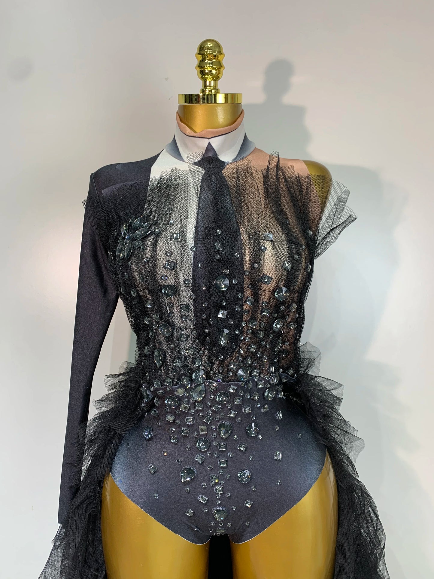 2025 New Black Perspective Bodysuit Women Sexy Singer Dance Stage Performance Costume Evening Party Birthday Photo Shoot Outfit