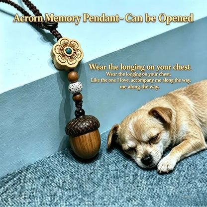 S12 Small Acorn Urn Pendant Necklace Portable Pet Ashes Keepsake for Dog Cat Memorial，Warmth Keeps Love Alive Forever.