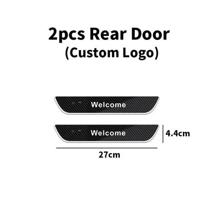 Customized Carbon fiber Car Logo Door Illuminated Sill Light Projector Lamp Power Moving LED Welcome Car Scuff Plate Pedal Light