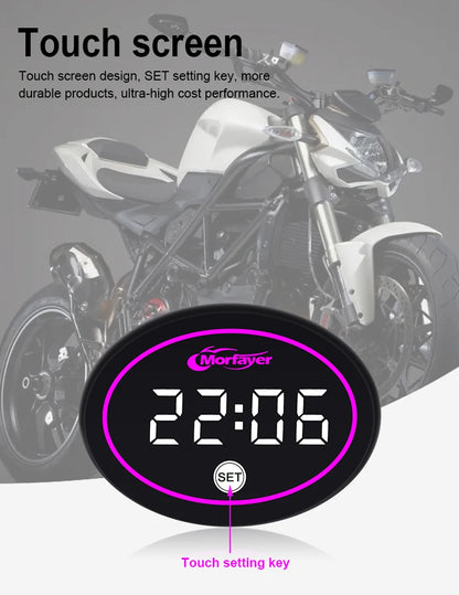 New Model Fashion Multi-functional  4-in-1 Motorcycle Touch Screen Voltmeter TIME TEMPERATURE With RGB