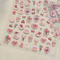 1Sheet 5D Soft Embossed Relief Nail Stickers Cute Daisies Self Adhesive Slider Stickers Press On Nails DIY Japanese Nail Art Dec