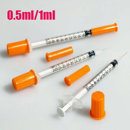 100pcs 1ml 0.5ml 30G 31G Pet Animal Dog Cat Disposable Syringe Plastic Veterinary Syringe with Needles Medical Supplies