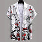 New Hawaii Spring/Summer Fashion Leisure Street Walk Tourist Beach Printed Full Open Short Sleeve Button Shirt