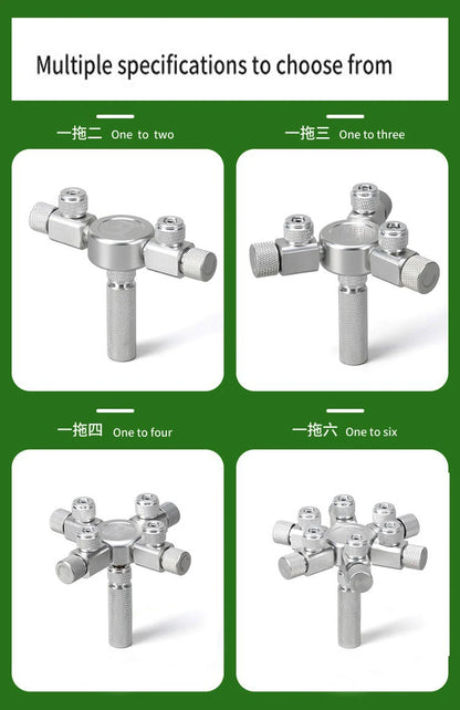 Aquarium CO2 Shunt CO2 Regulator Multi-Way Shunt Regulating Valve Aluminum Alloy CO2 Multi-Pass 2-6 Shunt Fish Tank Supplies