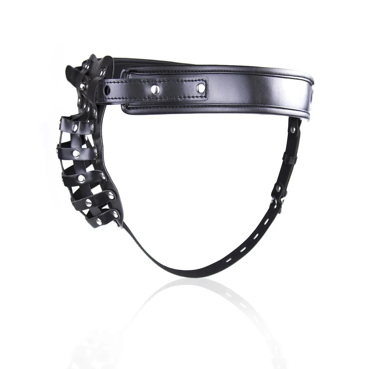 Lockable Male Chastity Cage PU Leather Harness Panties Hollow Dildo BDSM Restraint Couple Fetish Erotic Toy For Men Couple 18+