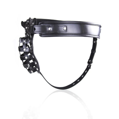 Lockable Male Chastity Cage PU Leather Harness Panties Hollow Dildo BDSM Restraint Couple Fetish Erotic Toy For Men Couple 18+