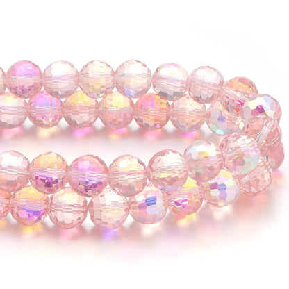 6/8/10mm Sizes Faceted Glass Beads 96-faceted Pink Blue Crystal Earth Beads Faceted Cut Style Plating Clear Jewelry Making Beads