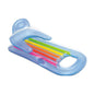 Inflatable Pool Mat with Backrest and Armrests, Integrated Cup Holder, Pvc Material, Two Colors Transparent and Blue