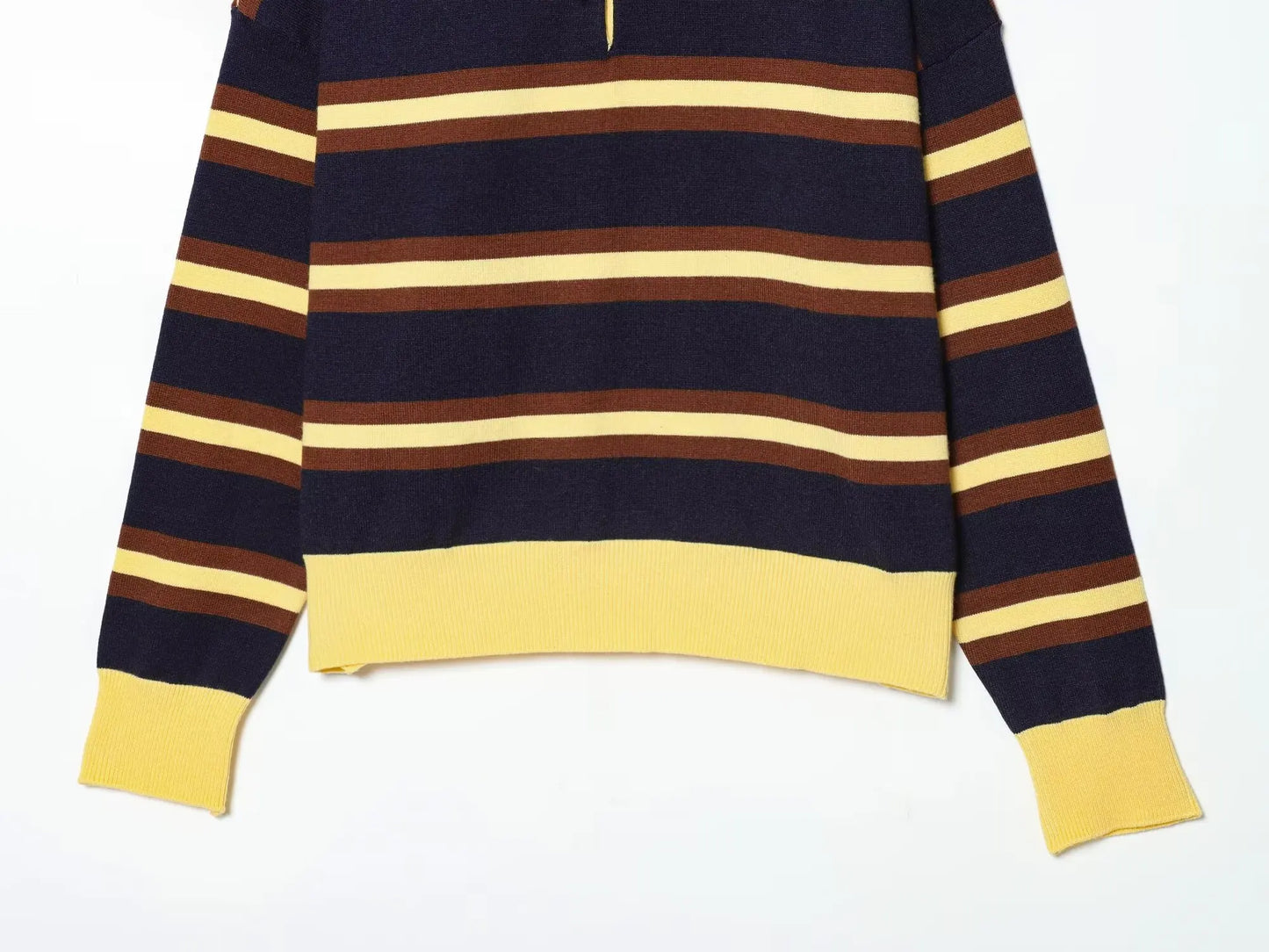 Sweater knitted Pullover Women's Spring 2026 New Fashion Striped Loose Polo neck Warm Women Sweater Chic Youth Holiday Pullover