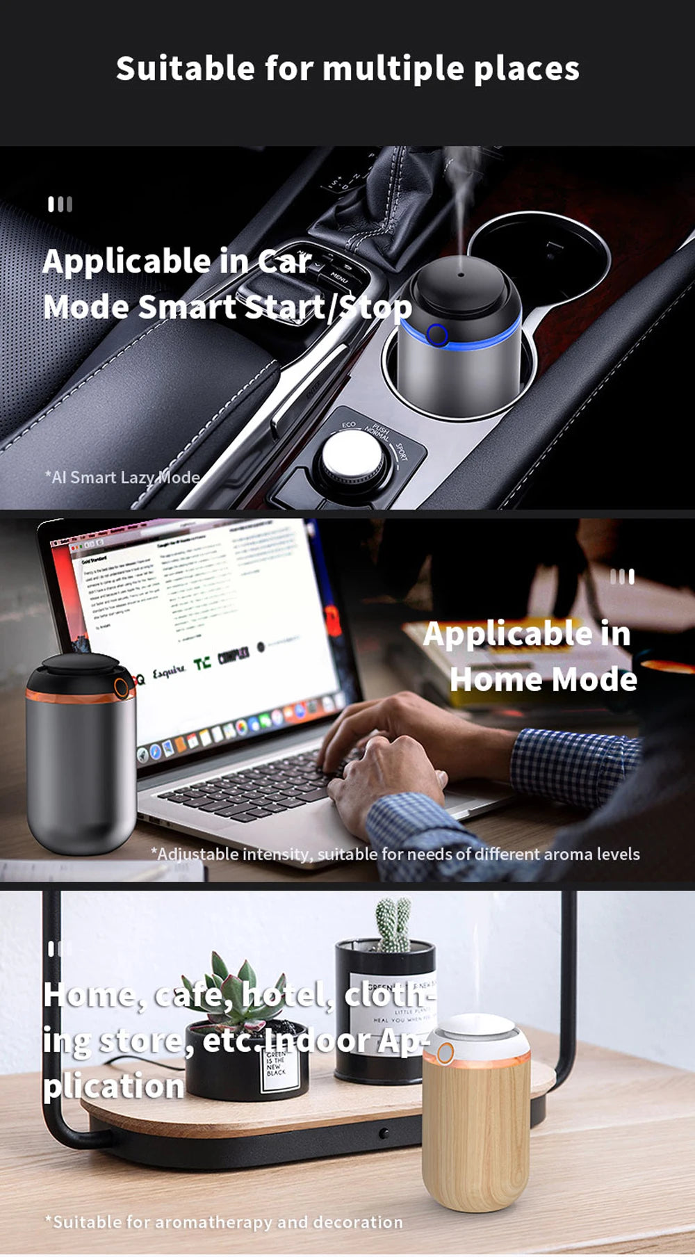 Car Aroma Diffuser Smart Air Freshener Room Fragrance USB Essential Oil Diffuser Smell Distributor Aromatherapy Machine