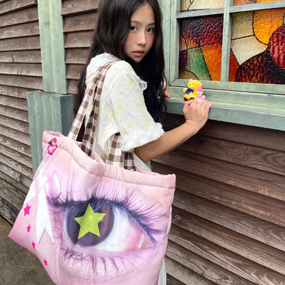 Brand Portrait Print Tote Bag Large Capacity Top-handle Shopper Bag Fashion Pvc Kraft Paper Shoulderbag Waterproof Pouch Storage