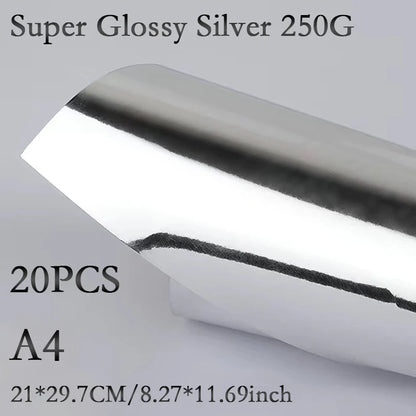 A4 20PCS 250G Single-Sided Gold Silver Card Paper Extra Bright Silver Sub Golden Handmade DIY Laser Printing Cardboard Label