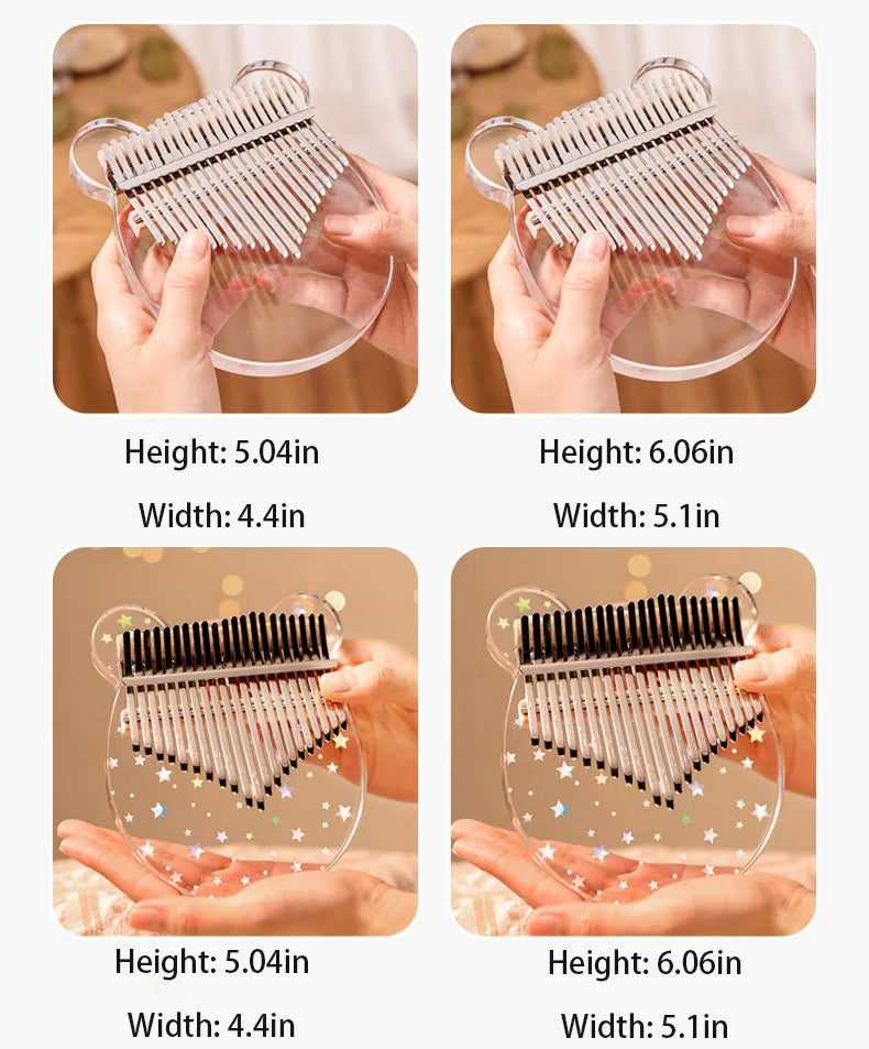 HLURU Kalimba 17 21 Key Thumb Piano Crystal Acrylic Kalimba 17 21 Key Finger Piano For Beginners And Child Keyboard Instrument