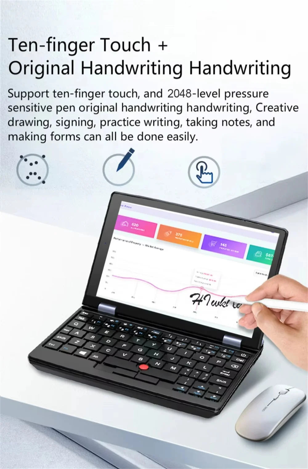 7 inch Pocket Laptop N95 Notebook Touch Screen Portable Netbook Win 11 Pro 8GB 16GB+1TB Mini PC Micro Computer Bluetooth 4.2