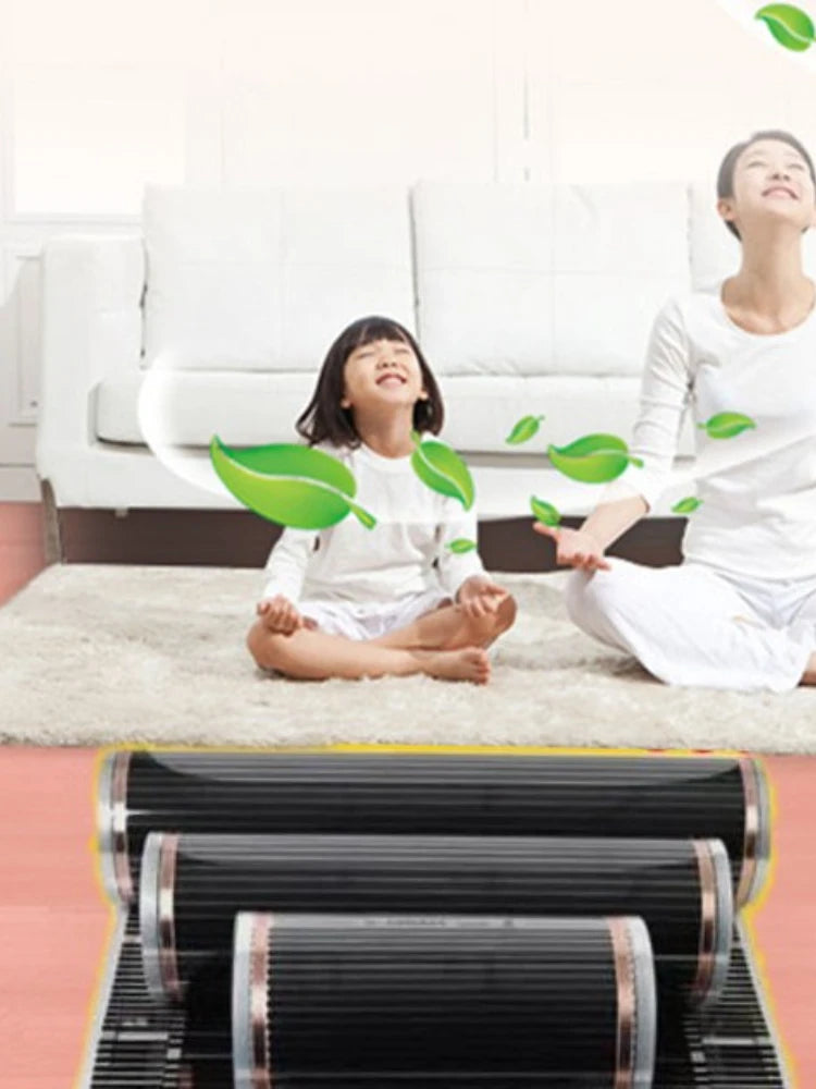All Sizes 220V 50cm Width Healthy Floor Heating Infrared Underfloor Heating Carbon Film Heater Electric Floor Warming Mat 220W