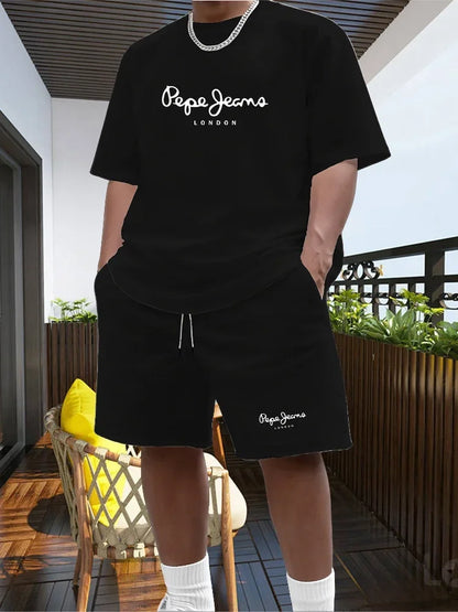 Men's Two-piece Sportswear Short Sleeved T-shirt and Pants Set Running and Fitness Sportswear 2026 Summer Big Discount
