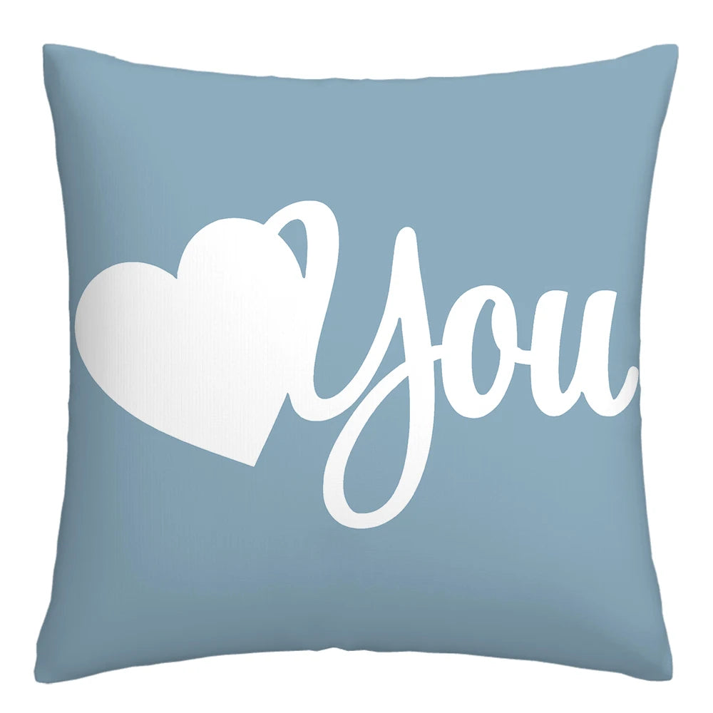 Lake blue white geometric linen pillowcase sofa cushion cover home decoration can be customized for you 40x40 45x45 50x50 60x60