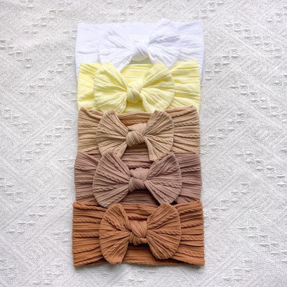 5 Cute Bow Baby Headbands Soft Elastic Hairbands for Girls Newborn Infant Head Scarves Baby Hair Accessories