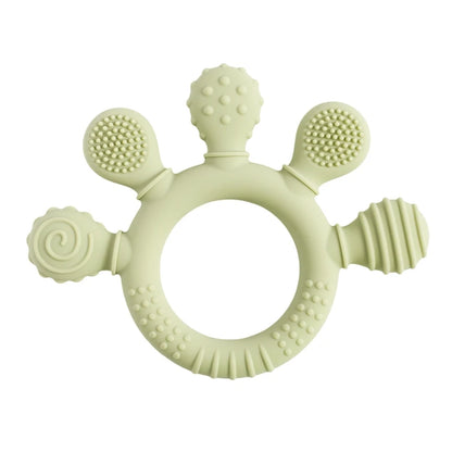 BPA-Free Baby Silicone Teether Sensory Toy Food-Grade Chewable Toy Teething Ring Easy-Grip Infant Teething Toy Newborn Gift