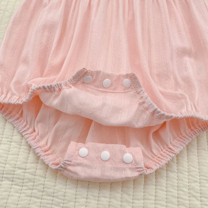 2026 New Newborn Baby Girl Bodysuits 0-24M Baby Girl Romper Summer Short Sleeved Cotton Lace Collar Baby Girl Jumpsuit