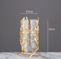Gold Hollow Coral Vase Transparent Glass Vase Ornament Metal Rack Living Room Hydroponic Flower Arrangement Home Decoration