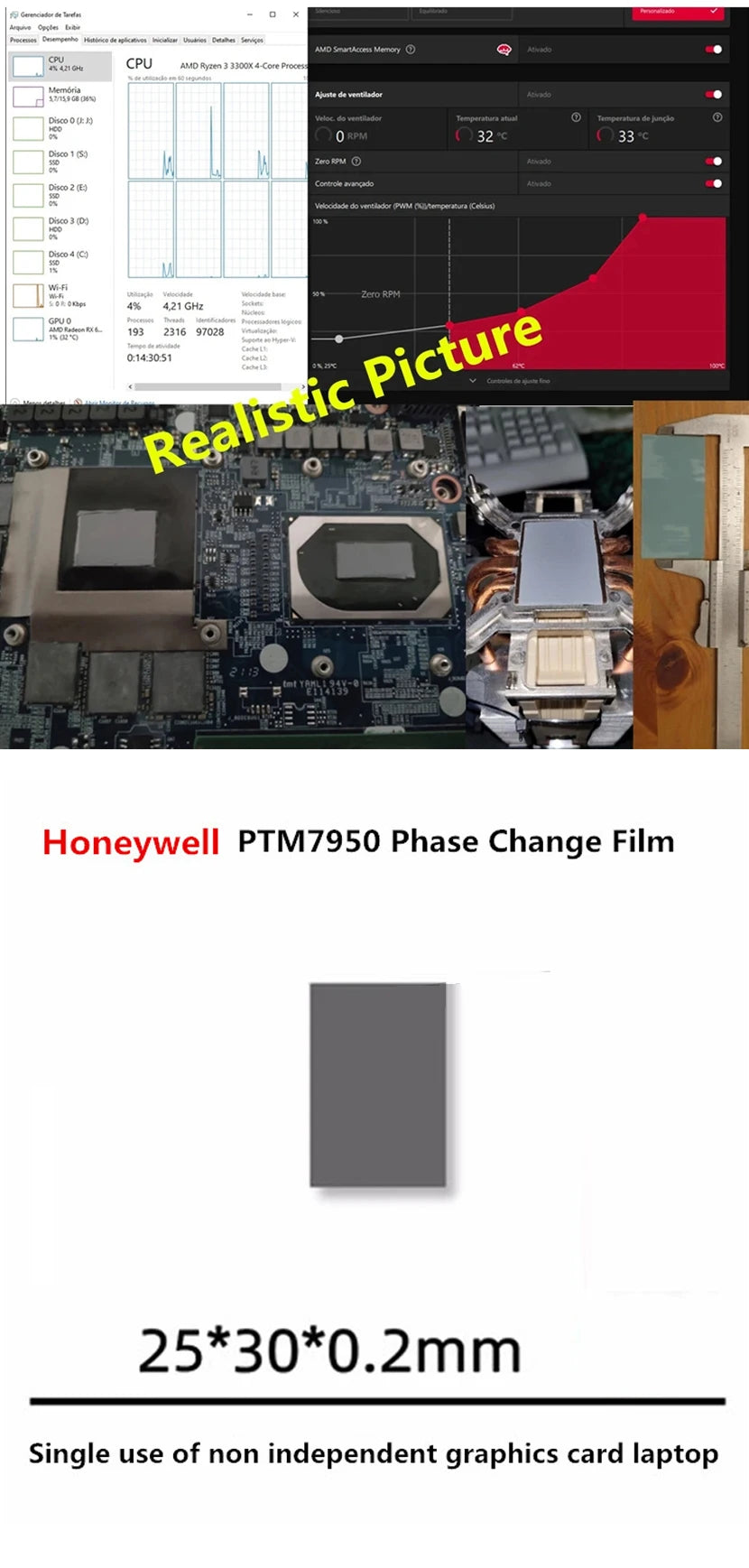Honeywell PTM7950 Thermal Pad Phase Change Graphics Card CPU Notebook Computer Cooling Efficient Conductive Silicone Shim