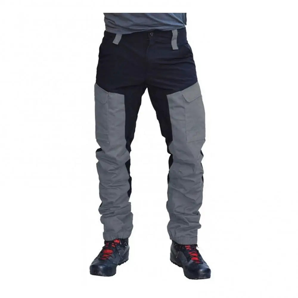 Nylon Men Cargo Pants Color Block Multi Pockets Sports Pants Work Trousers Outdoor Hiking Trekking Army Joggers Pants