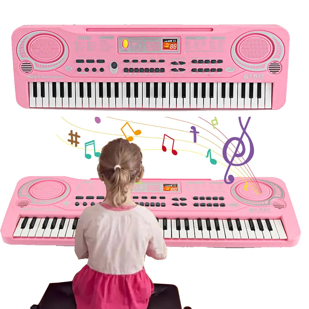61-key Children's Electronic Piano Keyboard Portable Educational Toy Musical Instrument Organ With Mike Children's Beginner Gift