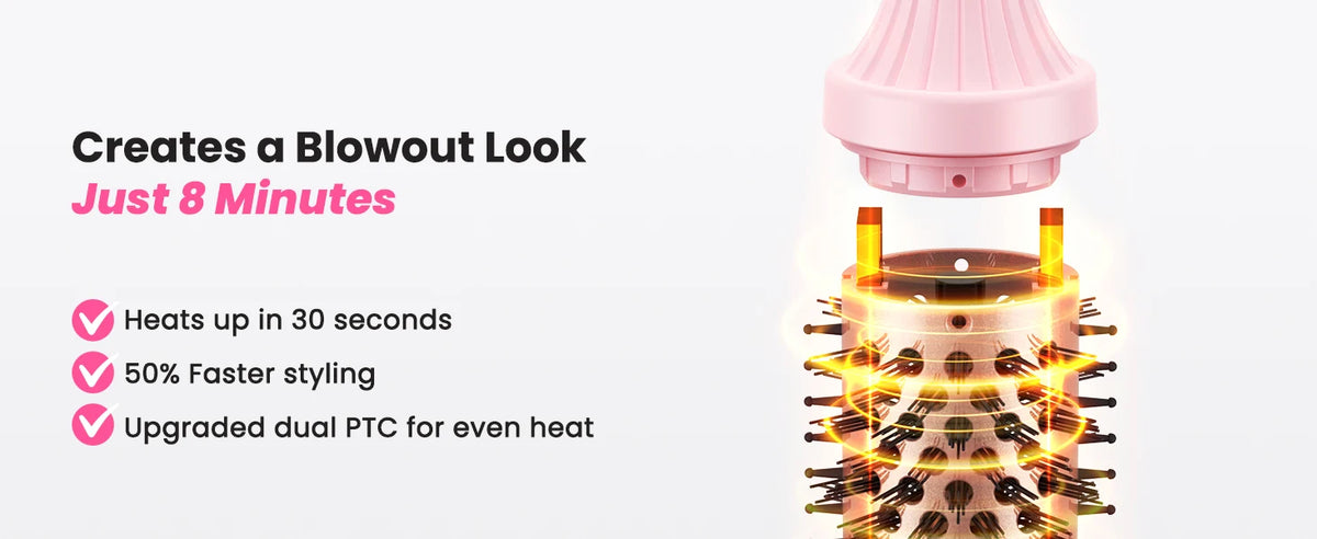 Thermal Brush Blowout Boost 1.5 inch Heated Round Brush for Blowout Look Dual Voltage Negative Ion Technology 6 Temperature Mode