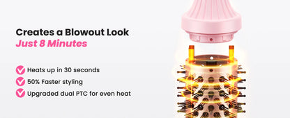 Thermal Brush Blowout Boost 1.5 inch Heated Round Brush for Blowout Look Dual Voltage Negative Ion Technology 6 Temperature Mode