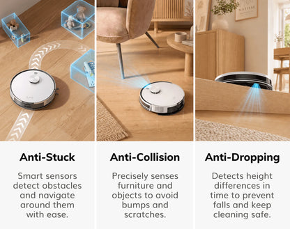 ILIFE A30 Pro Robot Vacuum Cleaner with Automatic Self-Emptying Station, 5000Pa Strong Suction, LDS Navigation, 180min Runtime, 2-in-1 Mop and Sweep, APP Control  ,Home Floor Carpet Clean