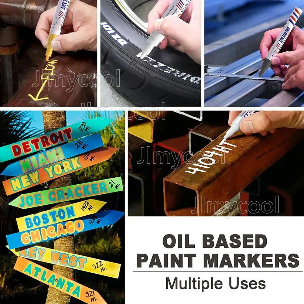 Car Paint Scratches Repair Brush Pen Black White Red Silver Waterproof Water Paint Marker Pen Car Tire Tread Care Automotive
