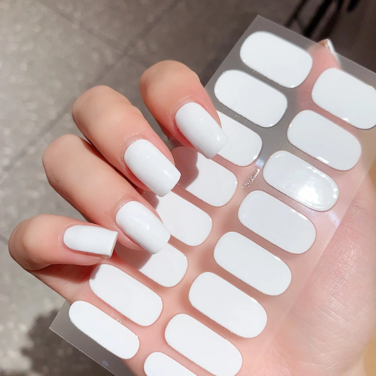 16Tips UV Semi-Cured Gel Nail Wraps Sticker 5D Pure Color Full Cover UV Lamp Gel Sticker Long-Lasting Nail Extension Patch Strip