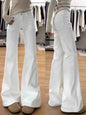 Botvotee White Flare Leg Jeans for Women 2025 Y2k Fashion High Waisted Wide Leg Skinny Stretch Casual Vintage Denim Jeans 90339