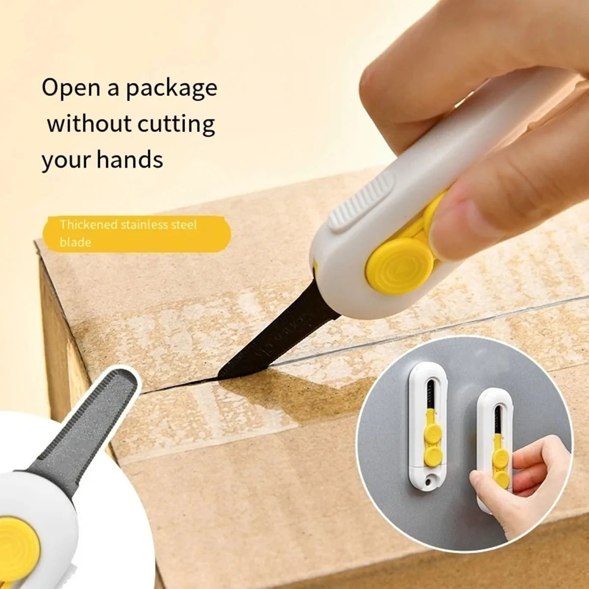 1pc, Magnetic Mini Box Cutter Portable Box Cutter Letter Opener and Paper Cutter Retractable Blade Durable ABS Material Mini Box