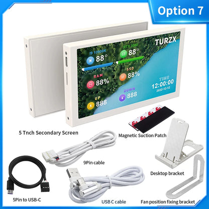 3.5 / 5 Inch IPS Type-C Secondary Screen Mini Computer USB Display CPU GPU RAM HDD Monitor with Holder Metal Case No Use AIDA64