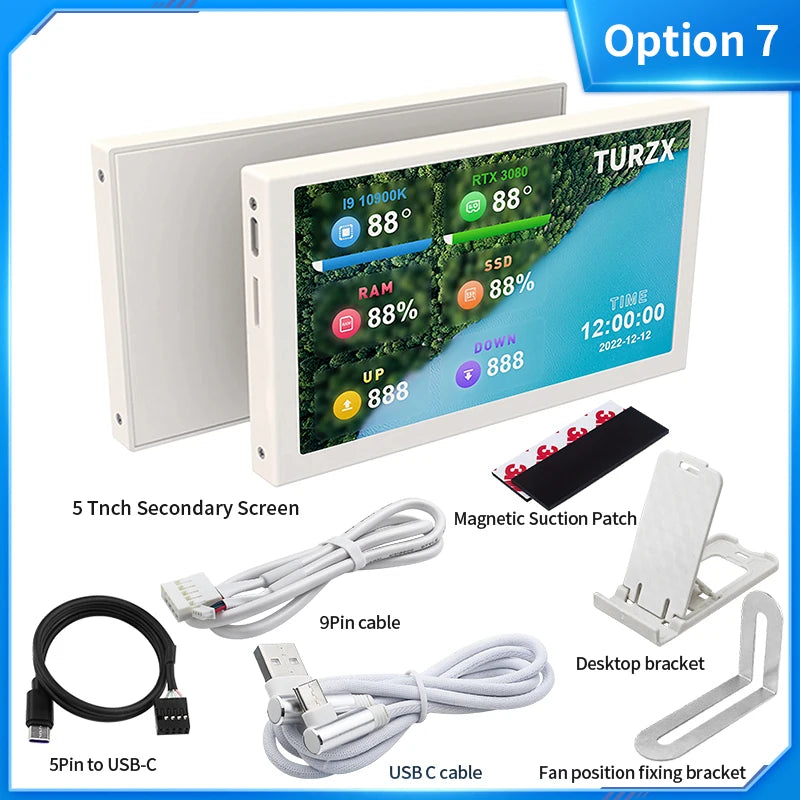 3.5 / 5 Inch IPS Type-C Secondary Screen Mini Computer USB Display CPU GPU RAM HDD Monitor with Holder Metal Case No Use AIDA64