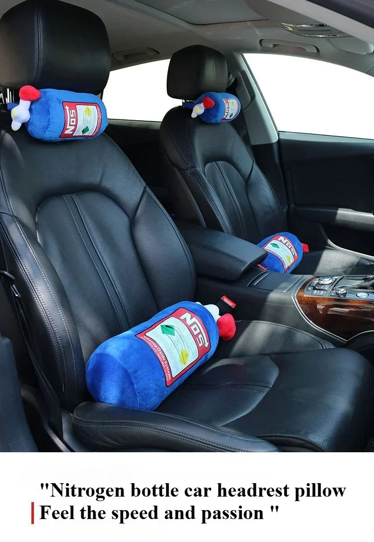 New Car Neck Pillow Car Headrest for Driver Front NOS Nitrous Oxide Bottle Car Decor Headrest Cushion Plush Pillow Auto Parts
