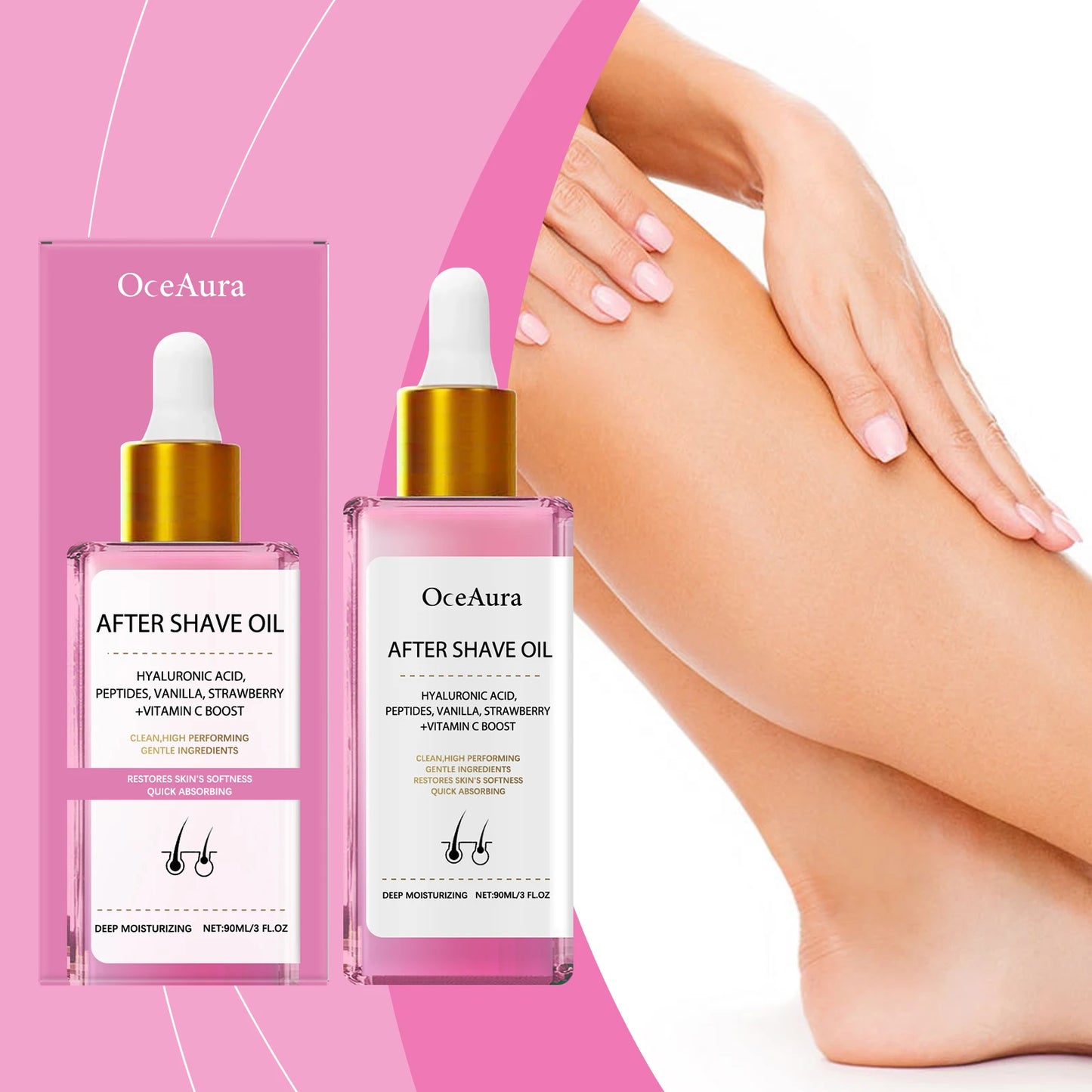 Strawberry Scented After Shave Oil - Soothing Post Hair Removal Essential Oil For Smooth Hydrated Skin, Non-Greasy Formula