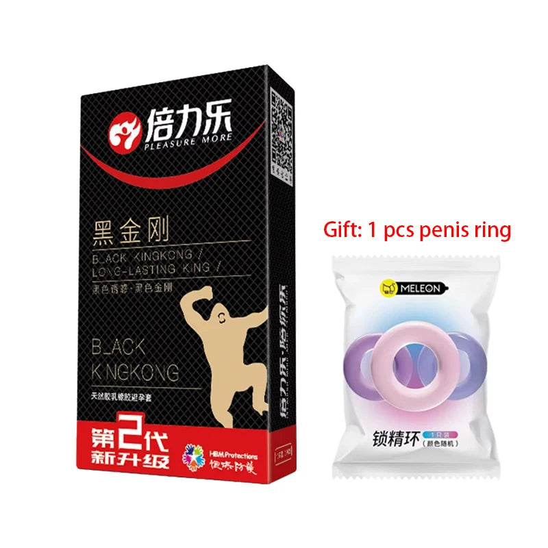 Black Long Lasting Condoms for Men - Delay Ejaculation, Reduce Sensitivity, Penis Sleeve Condom for Extended Pleasure