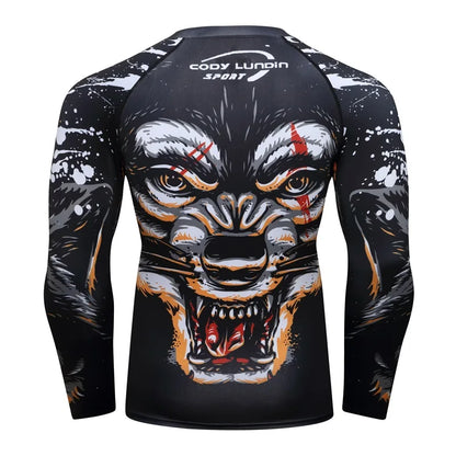 New Men Sports Jiu Jitsu BJJ Suit Gym Fitness Compression Clothes Running Jogging Sport Wear Exercise Workout Rashguard Tights
