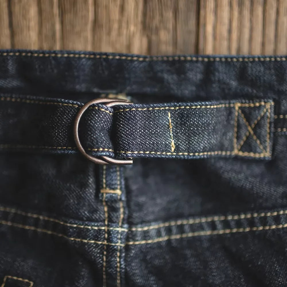 Maden Vintage Raw Denim Jeans for Men 14.8 OZ Jeans Denim Washed Straight Tapered Fit Pants Mid Waist Casual Trousers