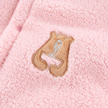 Cute Plush Bear Baby Boy Romper Infant Girl Overall Jumpsuit Autumn Winter Warm Fleece Hooded Baby Rompers Newborn Clothes 0-12M