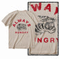 G41 Beige Vintage 100% Cotton Tiger Printed Men's T-shirt |  Streetwear Big Size Cool O-neck men's Tee Tshirt