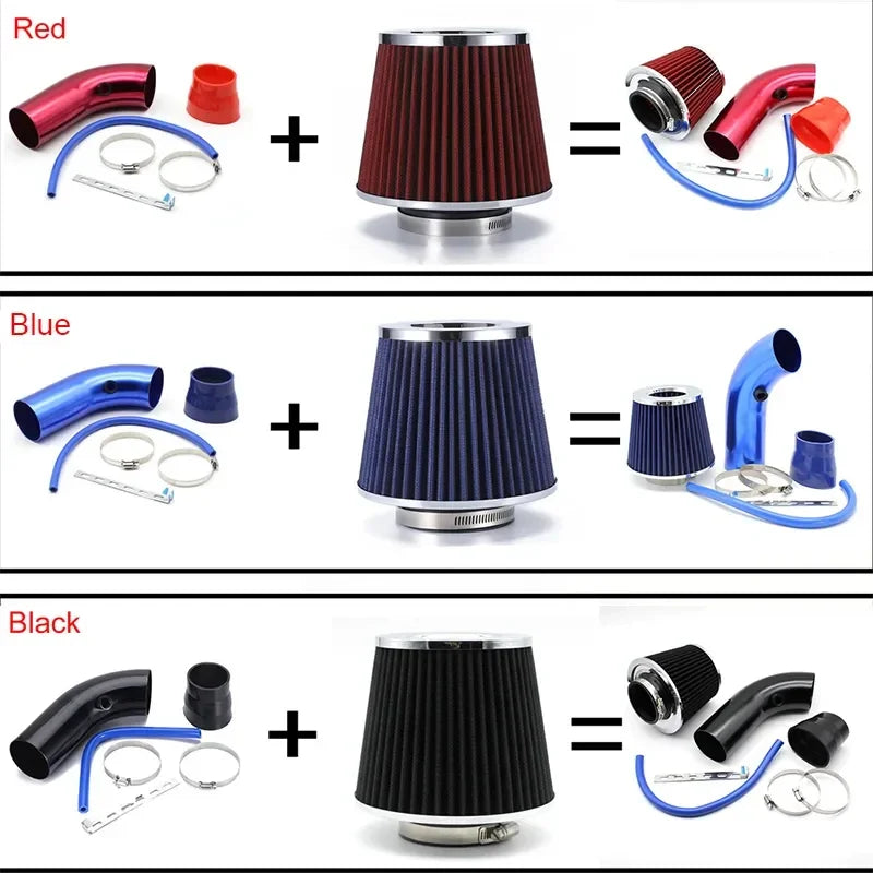 Car Modified High Flow Air Filter Mushroom Head Universal Air Filter 76mm Refitted Winter Cold Air Filter Intake Pipe Kit