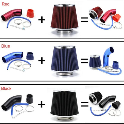 Car Modified High Flow Air Filter Mushroom Head Universal Air Filter 76mm Refitted Winter Cold Air Filter Intake Pipe Kit