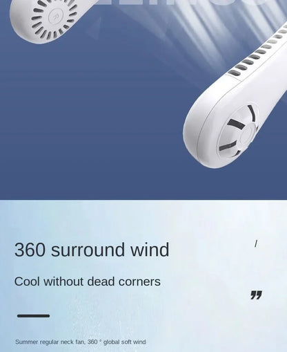 Portable Bladeless Neck Fan 3 Speed Adjustable Rechargeable Air Cooler Mini Hanging Neck Fan Long Battery Life for Summer Outdoo
